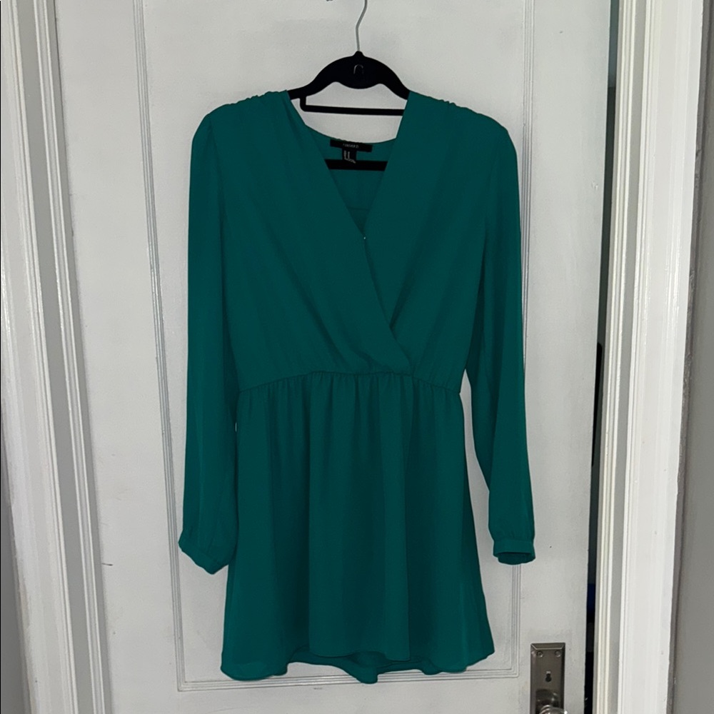 Forever 21 Teal V-Neck Dress